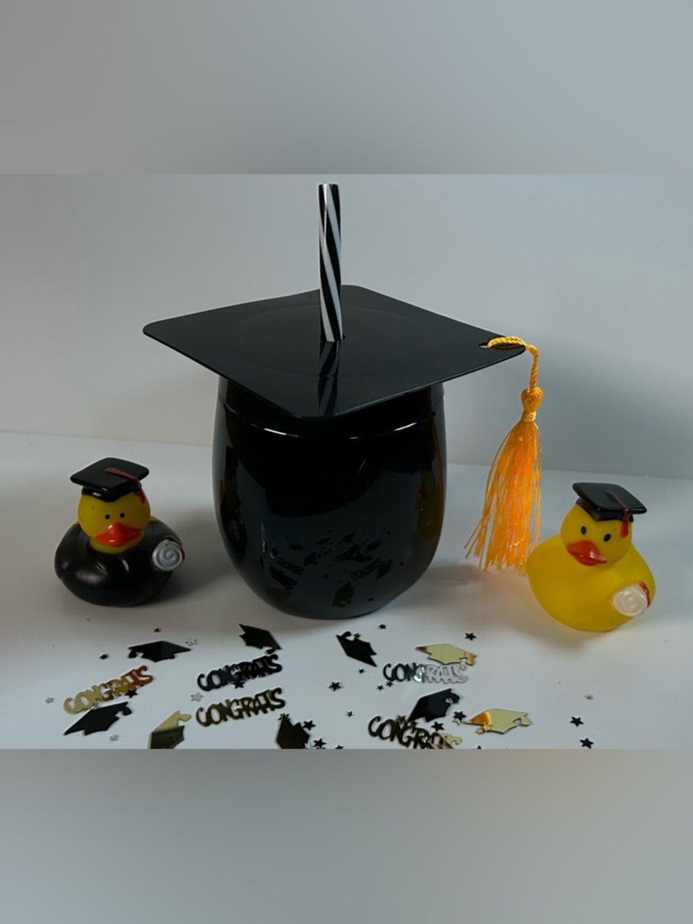 NEW!! Graduation Cap Tumbler With Gold Tassel & Grad Rubber Ducks Bundle-(NWT)